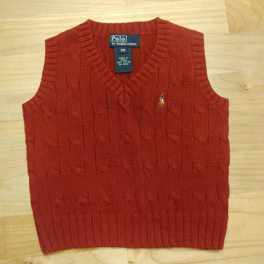 Polo Ralph Lauren Baby Boys Cableknit Red Vest